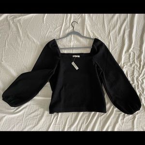 Madewell Crepe Square-neck puff sleeved top